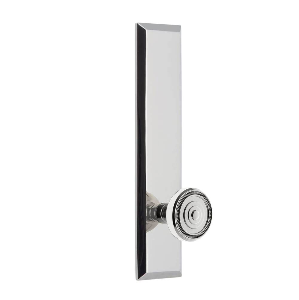 Grandeur Hardware Fifth Avenue Tall Plate Privacy with Soleil Knob in Bright Chrome