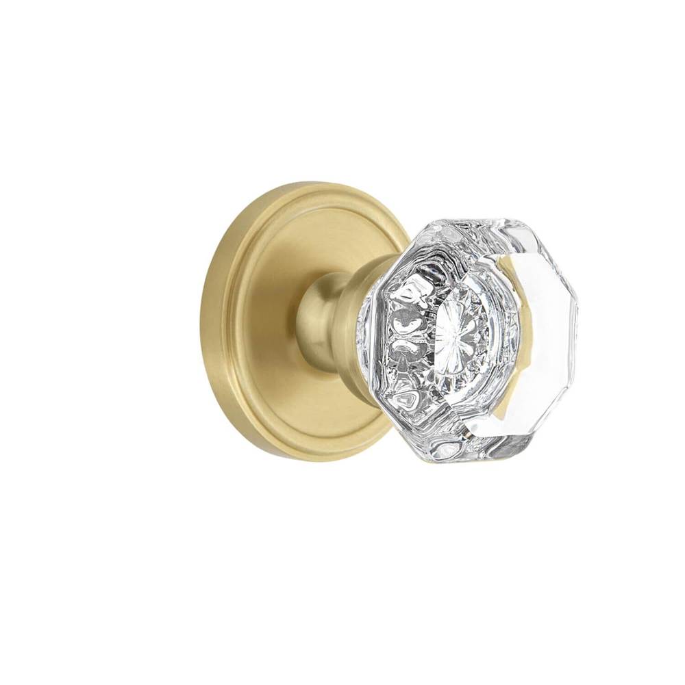 Grandeur Hardware Georgetown Rosette Double Dummy with Chambord Crystal Knob in Satin Brass