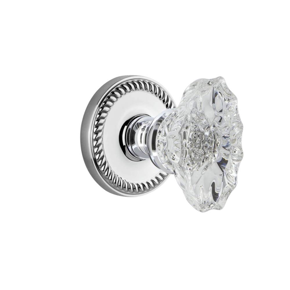 Grandeur Hardware Newport Rosette Privacy with Biarritz Crystal Knob in Bright Chrome