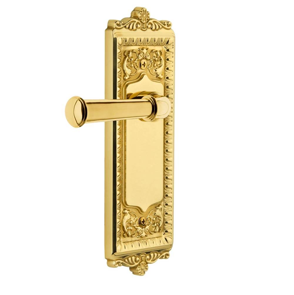 Grandeur Hardware Windsor Plate Passage with Georgetown Lever in Polished Brass
