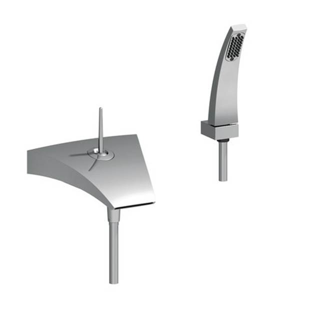 Horus Horus New Wave Wall Mounted Exposed Tub Filler With Handshower, Champagne Pvd
