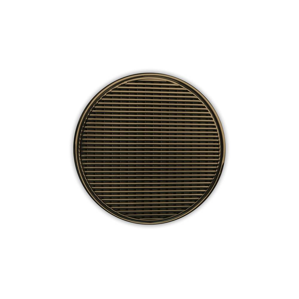 Infinity Drain 5'' Round Strainer with Wedge Wire Pattern Decorative Plate and 2'' Throat in Satin Bronze for RWD 5