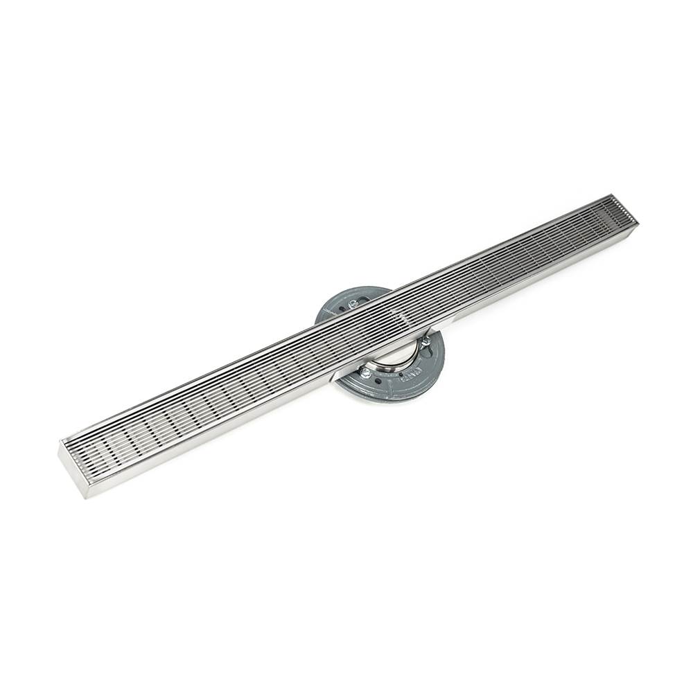 Infinity Drain 60'' S-Stainless Steel Series High Flow Complete Kit with 2 1/2'' Wedge Wire Grate in Polished Stainless with PVC Drain Body, 3'' Outlet