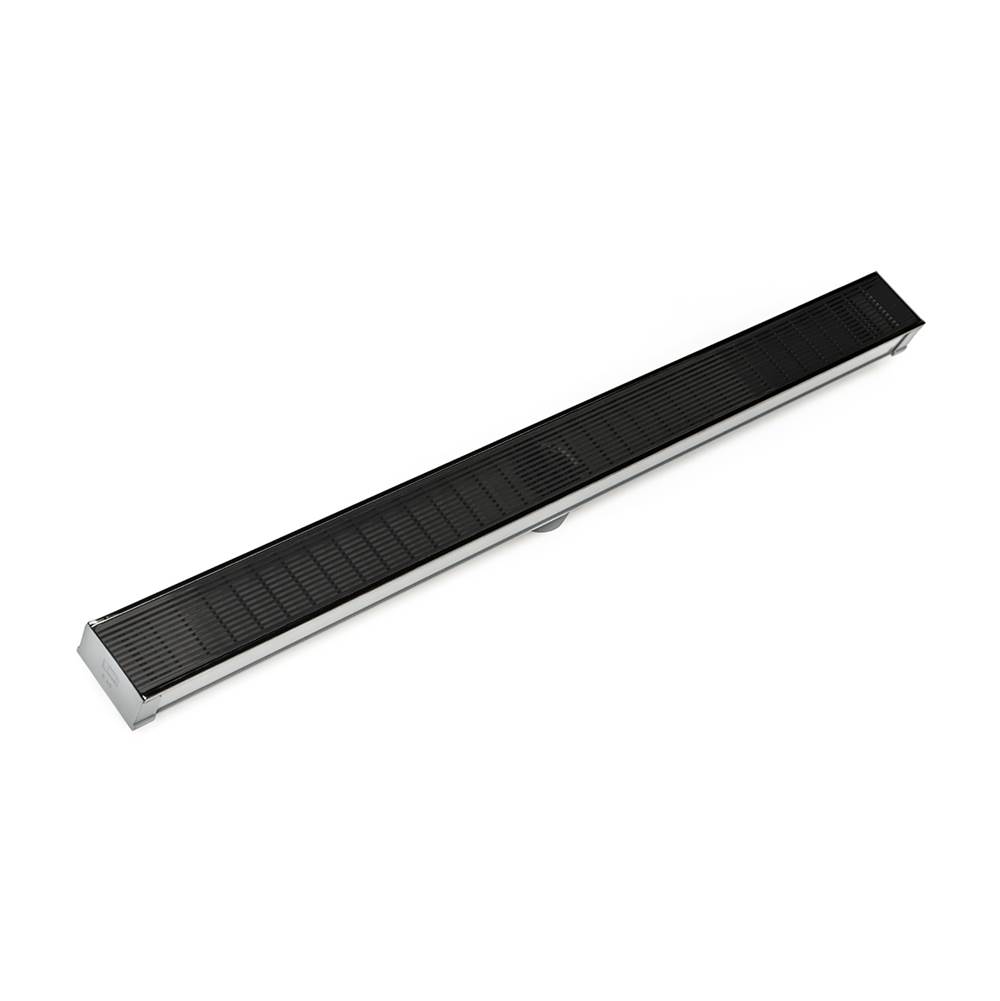 Infinity Drain 72'' S-PVC Series Low Profile Complete Kit with 2 1/2'' Wedge Wire Grate in Matte Black