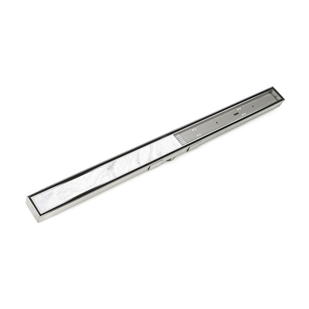 Infinity Drain 36'' S-Stainless Steel Series Complete Kit with Low Profile Tile Insert Frame in Polished Stainless