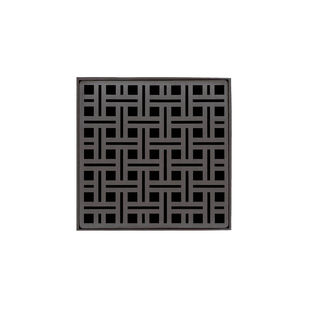 Infinity Drain 5'' x 5'' VD 5 Complete Kit with Weave Pattern Decorative Plate in Oil Rubbed Bronze with PVC Drain Body, 2'' Outlet