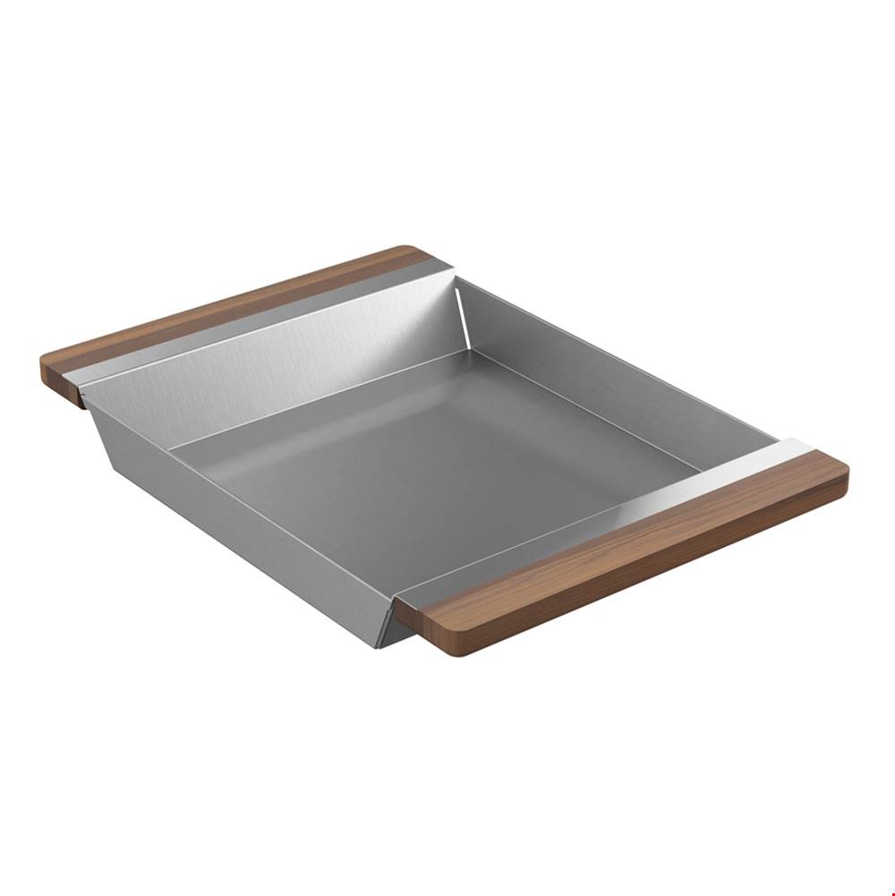 Home Refinements by Julien Tray For Fira Sink W/Ledge, Walnut Handles, 12X17-1/4X2-1/4