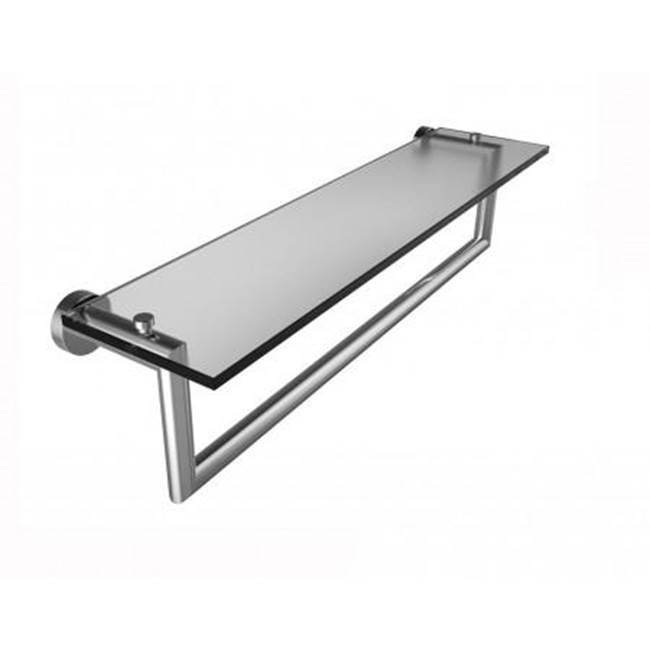 Kartners OSLO - 24-inch Glass Shelf with Towel Rail-Brushed Brass