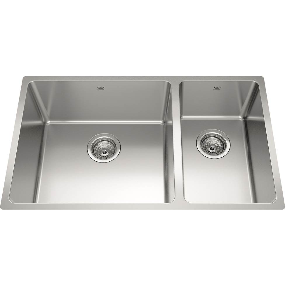 Kindred Brookmore 30.6-in LR x 18.2-in FB x 9-in DP Undermount Double Bowl Stainless Steel Sink, BCU1831R-9N