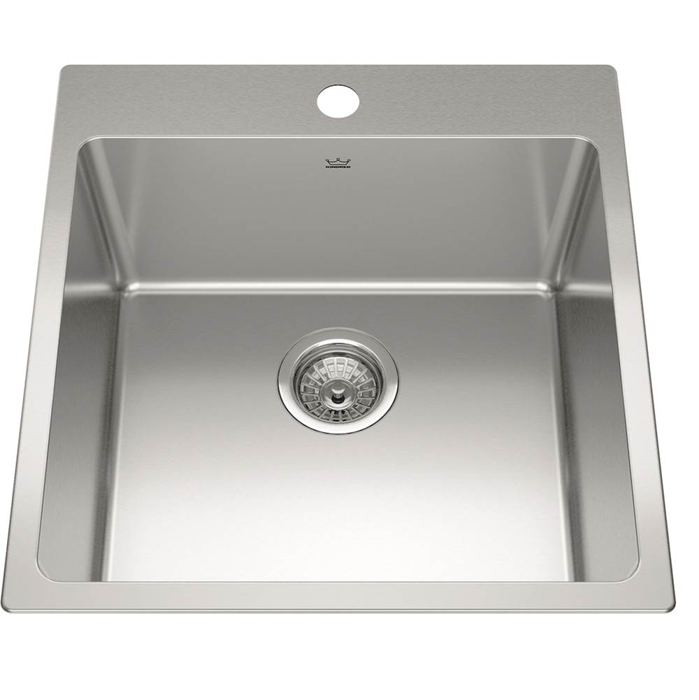 Kindred Brookmore 20-in LR x 20.9-in FB x 9-in DP Drop in Single Bowl Stainless Steel Sink, BSL2120-9-1N