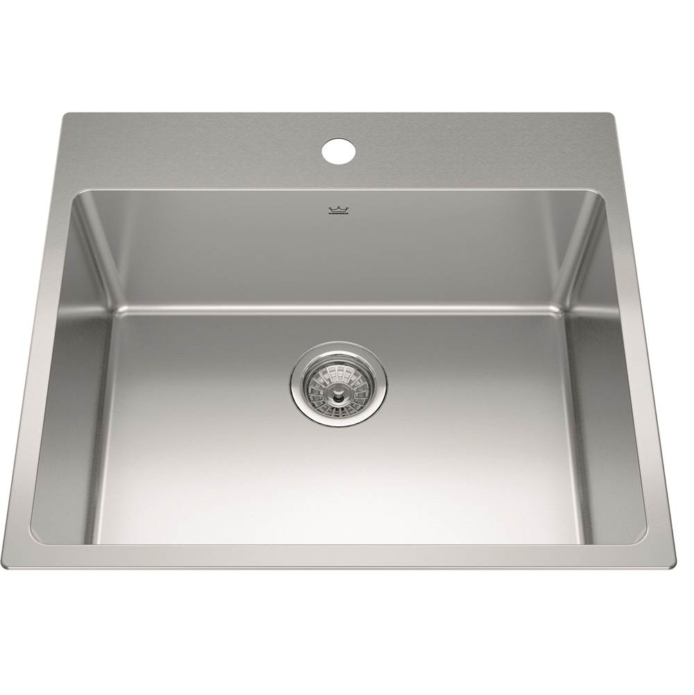 Kindred Brookmore 25.1-in LR x 22.1-in FB x 5.4-in DP Drop in Single Bowl Stainless Steel ADA Kitchen Sink