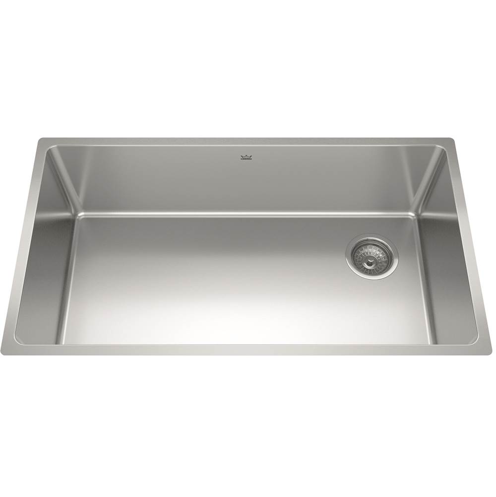 Kindred Brookmore 32.5-in LR x 18.2-in FB x 9-in DP Undermount Single Bowl Stainless Steel Sink, BSU1832-9N-OW