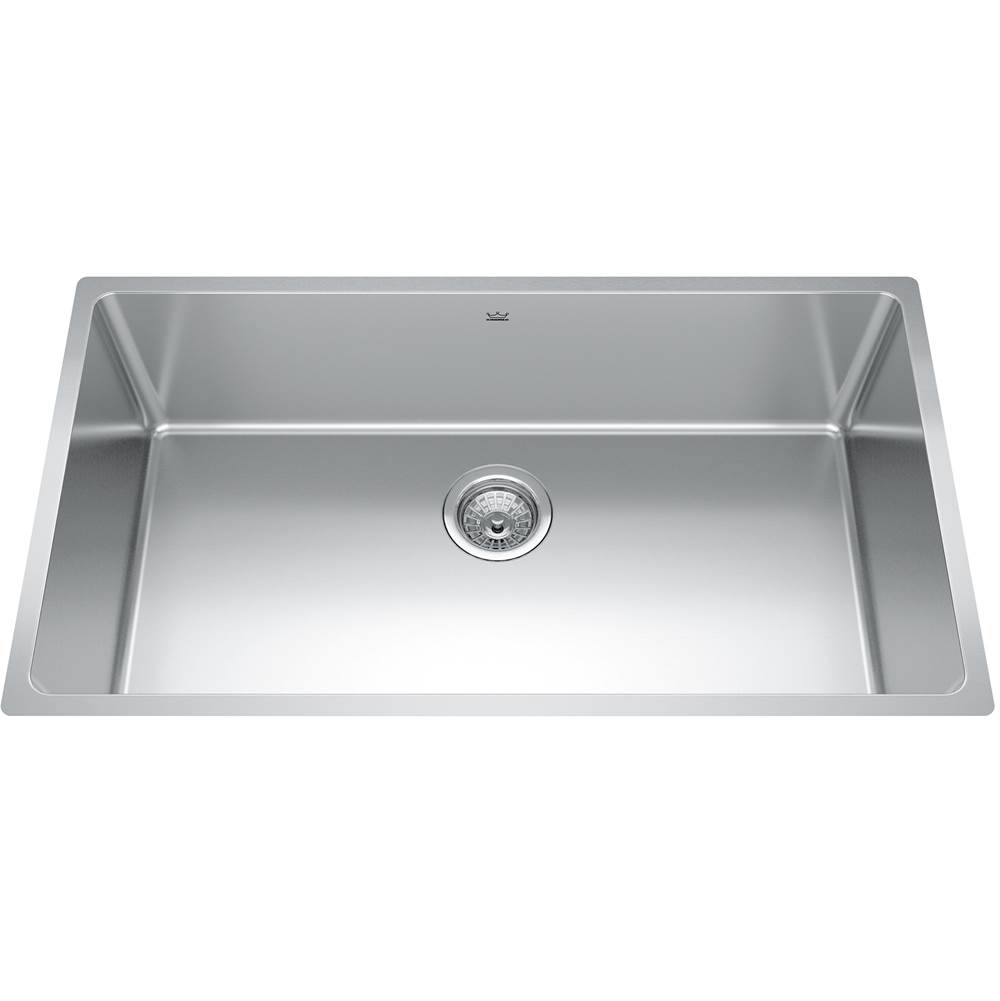 Kindred Brookmore 32.5-in LR x 18.2-in FB x 9-in DP Undermount Single Bowl Stainless Steel Sink, BSU1832-9N