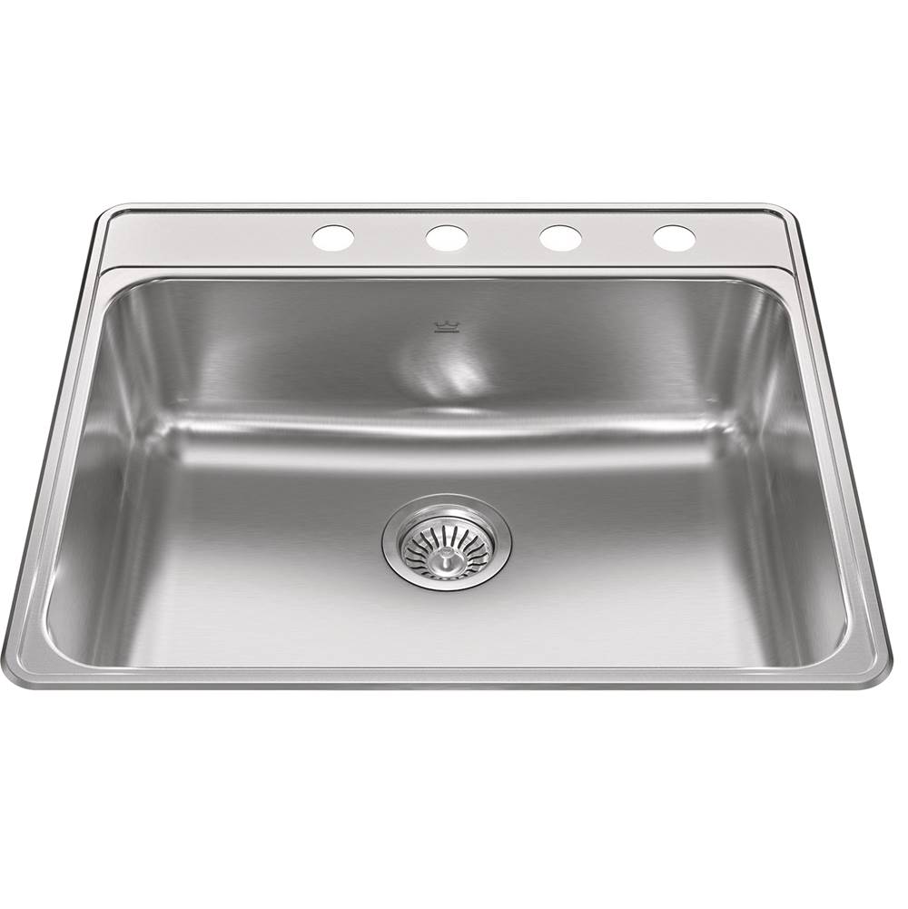 Kindred Creemore 25-in LR x 22-in FB x 8-in DP Drop In Single Bowl 4-Hole Stainless Steel Kitchen Sink, CSLA2522-8-4CBN