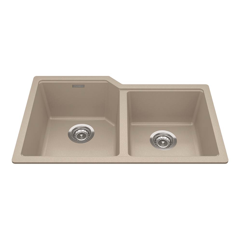 Kindred Granite Series 30.69-in LR x 19.69-in FB Undermount Double Bowl Granite Kitchen Sink in Champagne