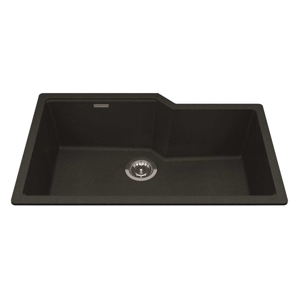Kindred Granite Series 30.69-in LR x 19.69-in FB Undermount Single Bowl Granite Kitchen Sink in Onyx