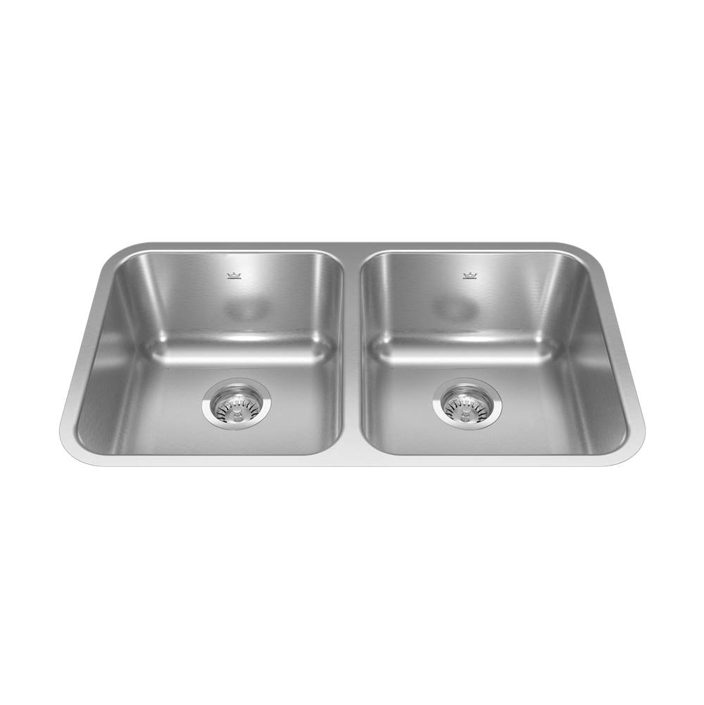 Kindred Reginox 30.88-in LR x 17.75-in FB x 8.5-in DP Undermount Double Bowl Stainless Steel Kitchen Sink, ND1831UA-9N