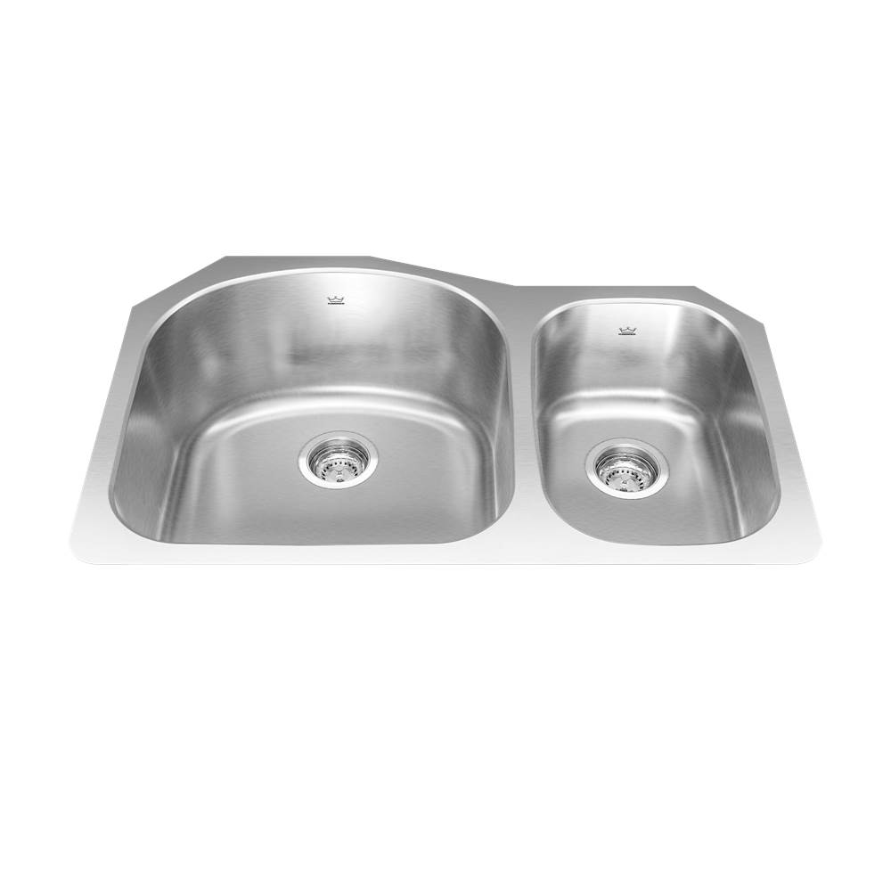 Kindred Reginox 31.13-in LR x 20.25-in FB x 8.5-in DP Undermount Double Bowl Stainless Steel Kitchen Sink, NDCX2132RU-9N