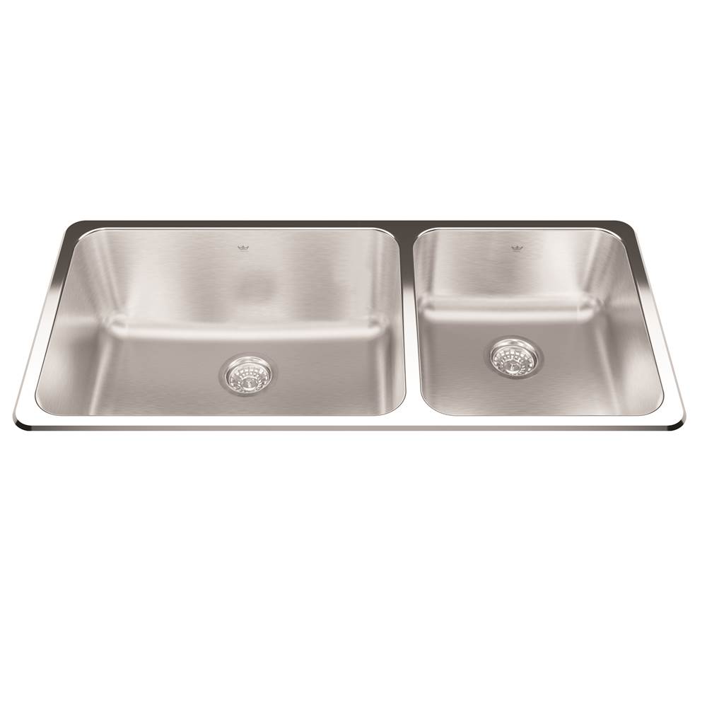 Kindred Utility Collection 41.5-in LR x 19.38-in FB x 10-in DP Drop In Double Bowl Stainless Steel Laundry Sink, QCA1942-10N