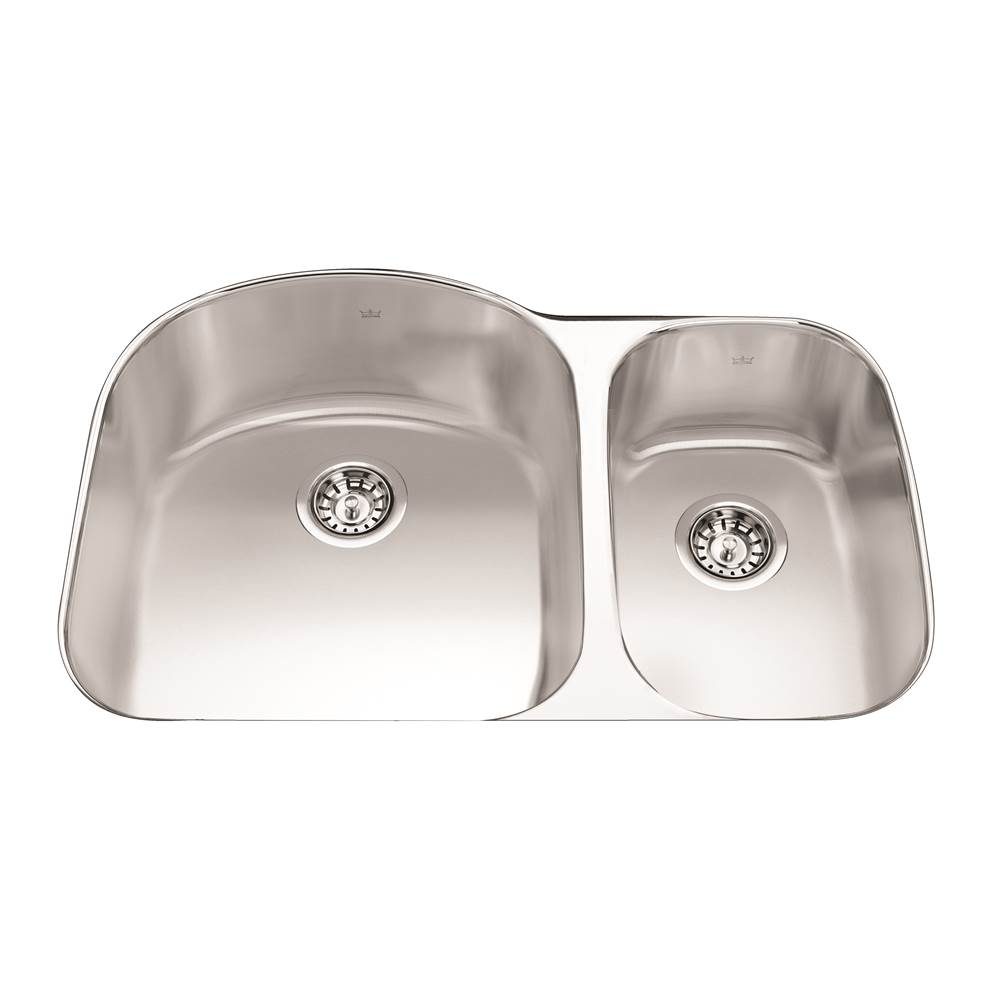 Kindred Steel Queen 31.5-in LR x 20.6-in FB Undermount Double Bowl Stainless Steel Kitchen Sink, QCU2031R-9N