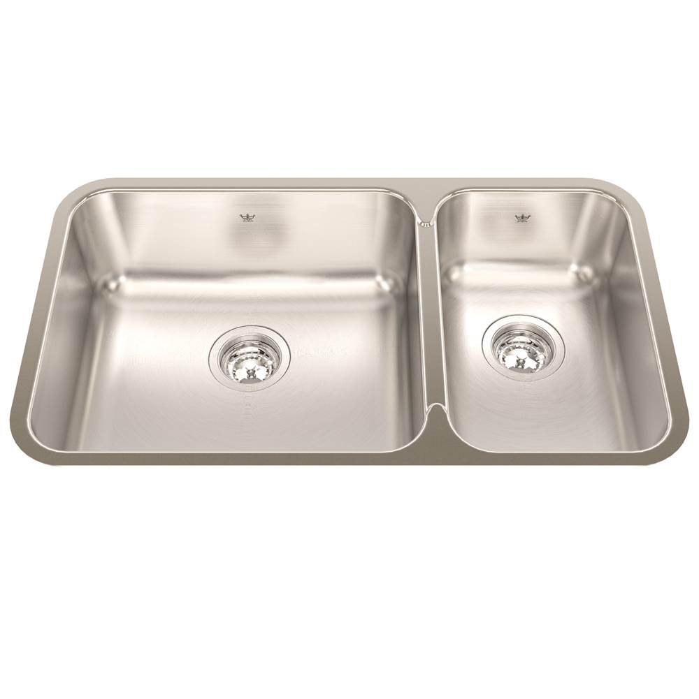 Kindred Steel Queen 30.88-in LR x 17.75-in FB x 8-in DP Undermount Double Bowl Stainless Steel Kitchen Sink, QCUA1831R-8N