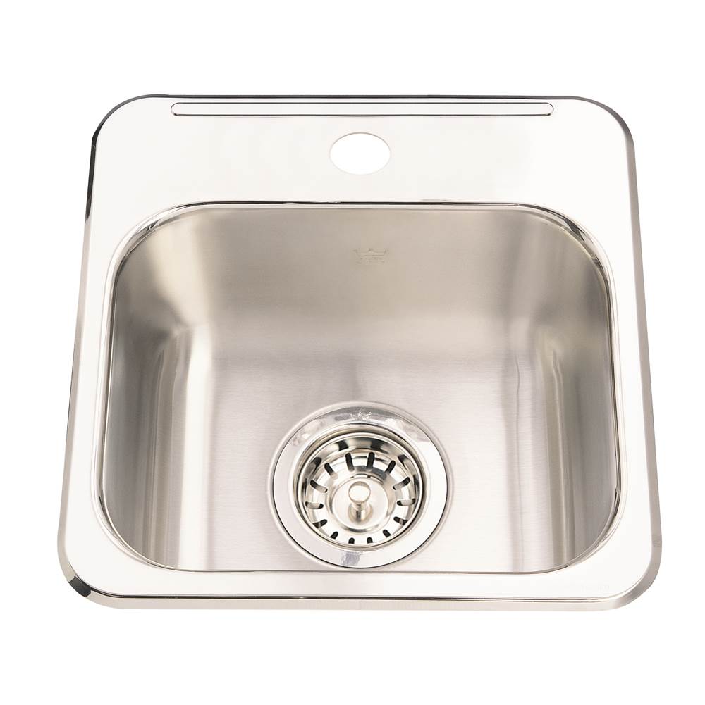 Kindred Utility Collection 13.63-in LR x 13.63-in FB x 6-in DP Drop In Single Bowl 1-Hole Stainless Steel Hospitality Sink, QSL1313-6-1N
