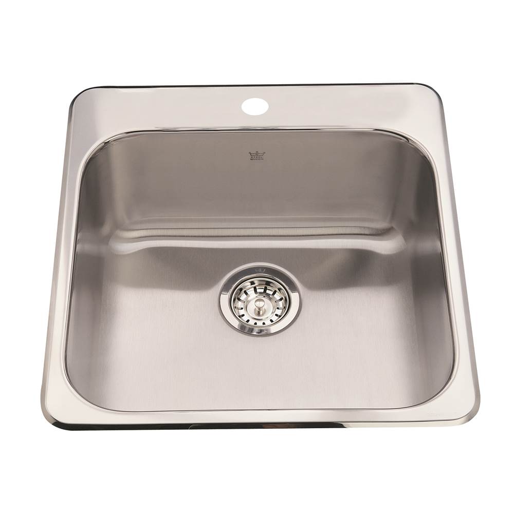 Kindred Steel Queen 20-in LR x 20.5-in FB x 7-in DP Drop In Single Bowl 1-Hole Stainless Steel Kitchen Sink, QSL2020-7-1N
