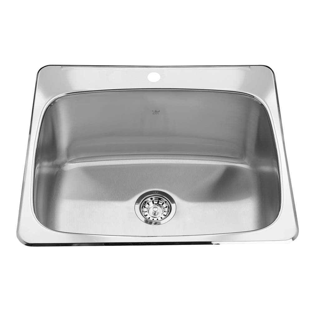 Kindred Utility Collection 25.63-in LR x 22.06-in FB x 12-in DP Drop In Single Bowl 1-Hole Stainless Steel Laundry Sink, QSL2225-12-1N