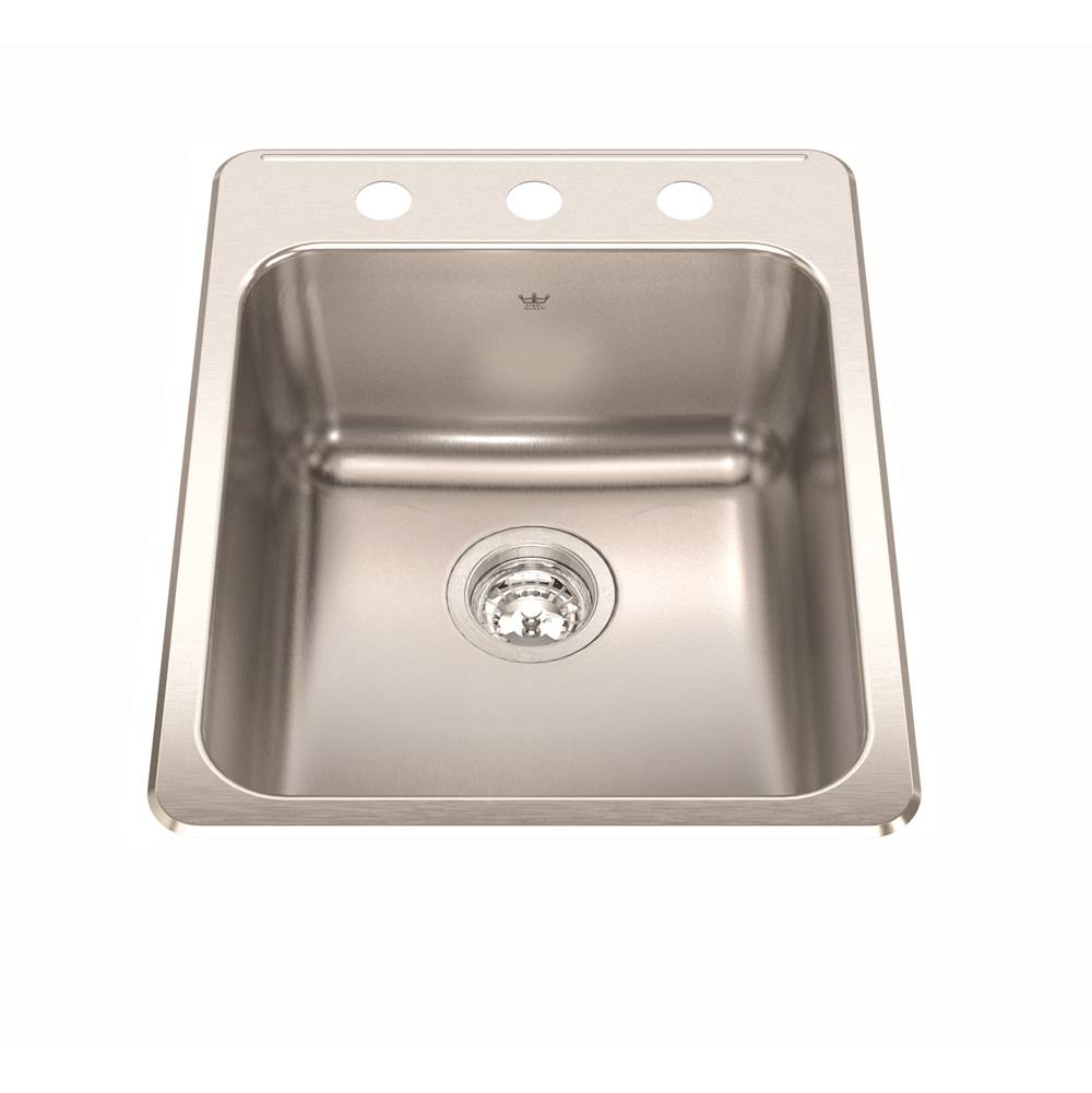 Kindred Steel Queen 17.25-in LR x 22-in FB x 8-in DP Drop In Single Bowl 3-Hole Stainless Steel Kitchen Sink, QSLA2217-8-3N