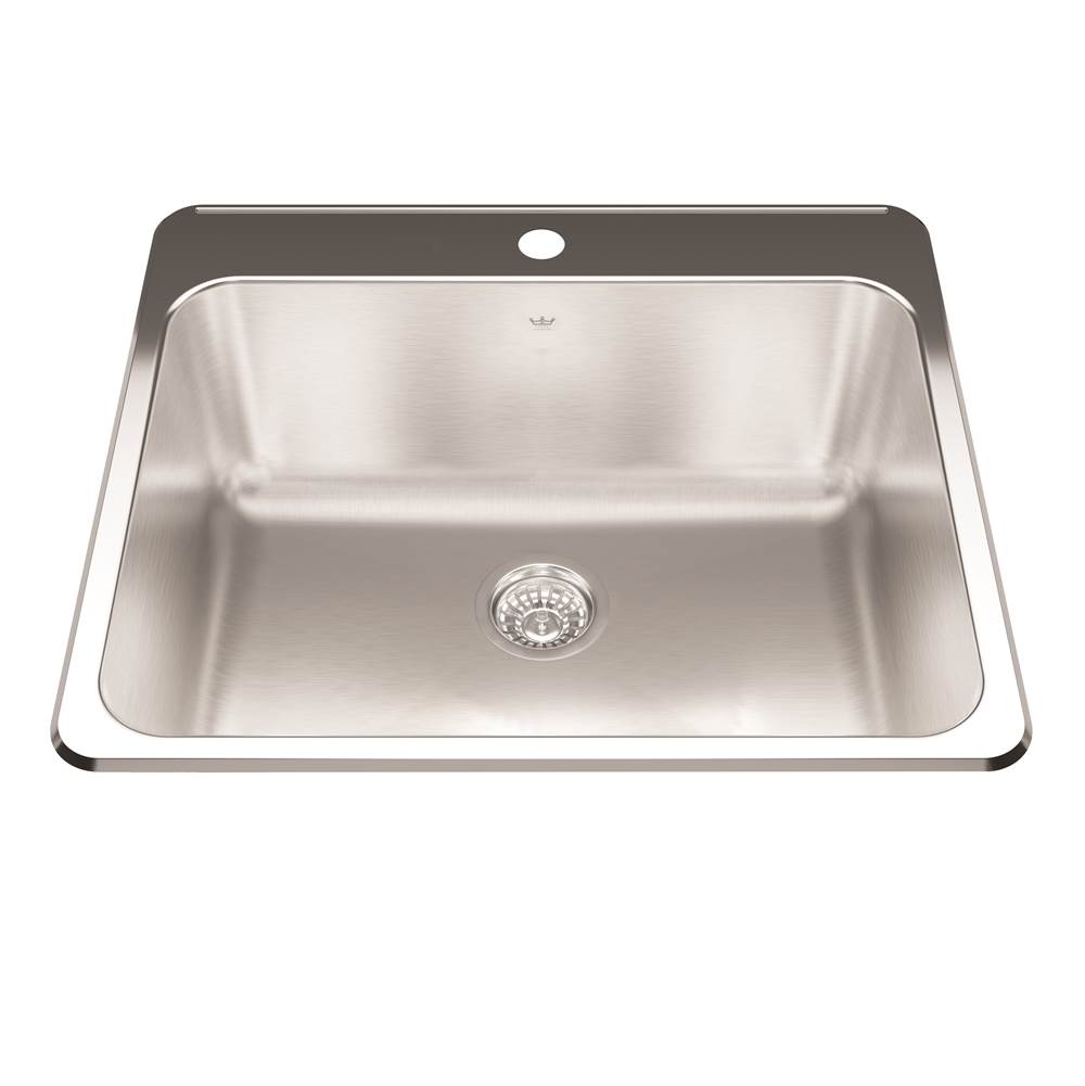 Kindred Utility Collection 25.25-in LR x 22-in FB x 10-in DP Drop In Single Bowl 1-Hole Stainless Steel Laundry Sink, QSLA2225-10-1N