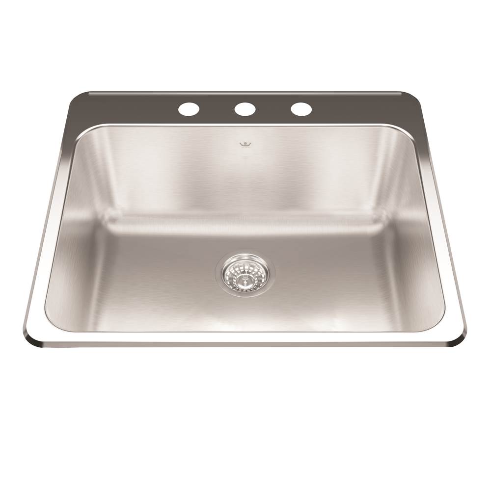 Kindred Utility Collection 25.25-in LR x 22-in FB x 10-in DP Drop In Single Bowl 3-Hole Stainless Steel Laundry Sink, QSLA2225-10-3N