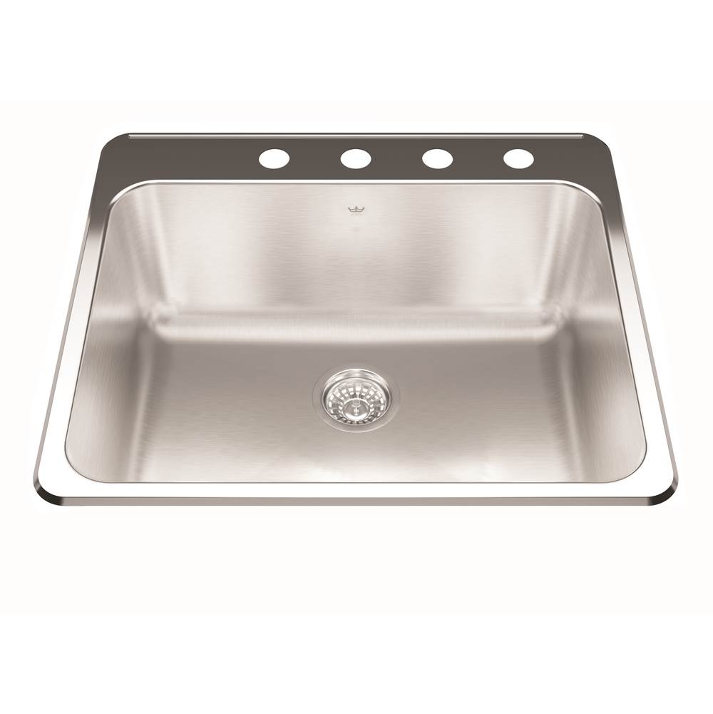 Kindred Utility Collection 25.25-in LR x 22-in FB x 10-in DP Drop In Single Bowl 4-Hole Stainless Steel Laundry Sink, QSLA2225-10-4N