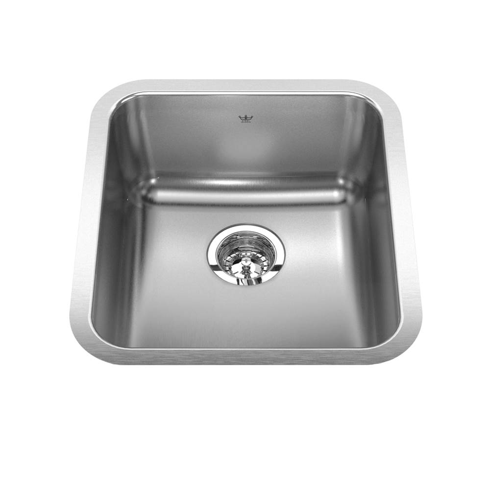 Kindred Steel Queen 16.75-in LR x 18.75-in FB x 8-in DP Undermount Single Bowl Stainless Steel Kitchen Sink, QSUA1917-8N