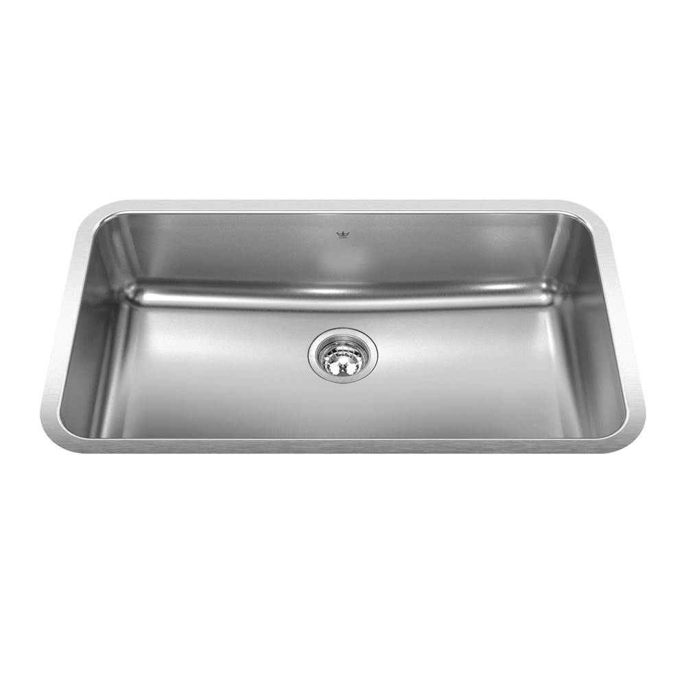 Kindred Steel Queen 32.75-in LR x 18.75-in FB x 8-in DP Undermount Single Bowl Stainless Steel Kitchen Sink, QSUA1933-8N