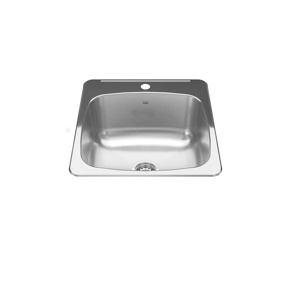 Kindred Steel Queen 20.13-in LR x 20.56-in FB x 10-in DP Drop In Single Bowl 1-Hole Stainless Steel Laundry Sink, RSL2020-10-1N