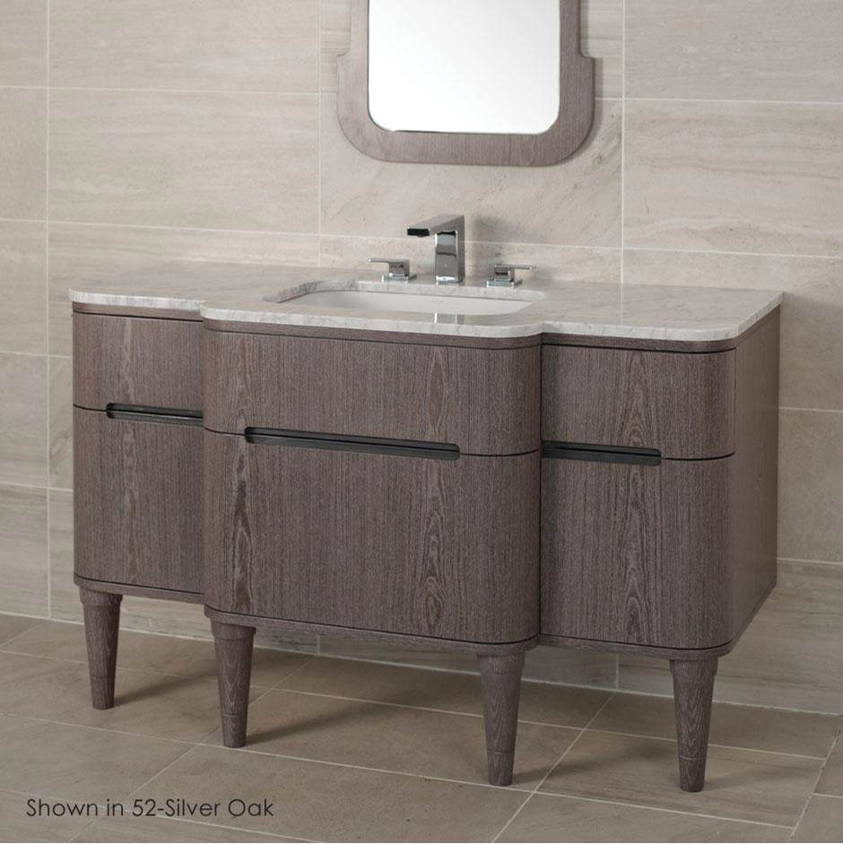 Lacava Wall-mount vanity with five drawers notched for finger-pulls.