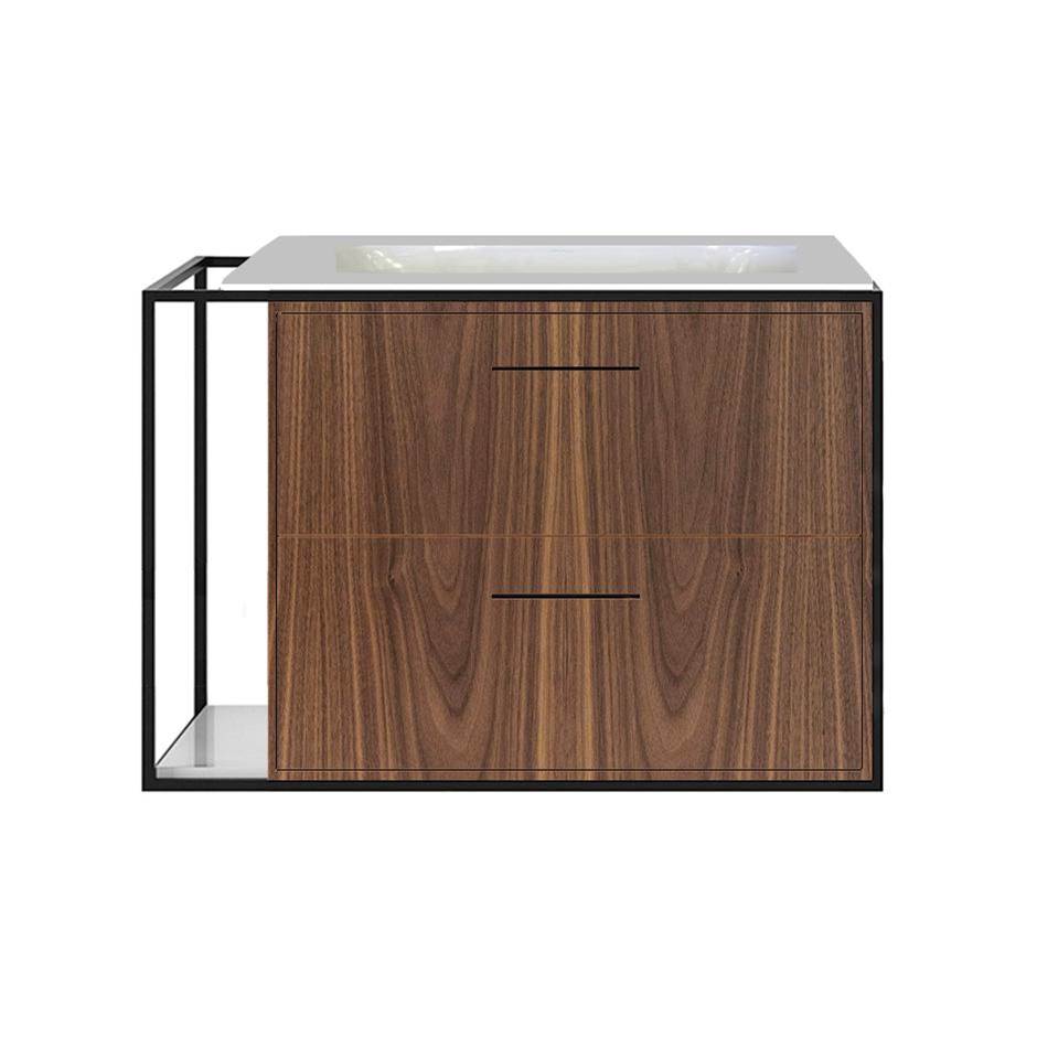Lacava Cabinet of wall-mount under-counter vanity LIN-UN-30R with sink on the right