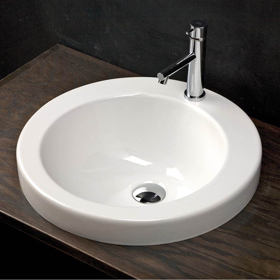 Lacava Self-rimming porcelain Bathroom Sink with one faucet hole and an overflow, 19 3/4''DIAM, 7 7/8''H