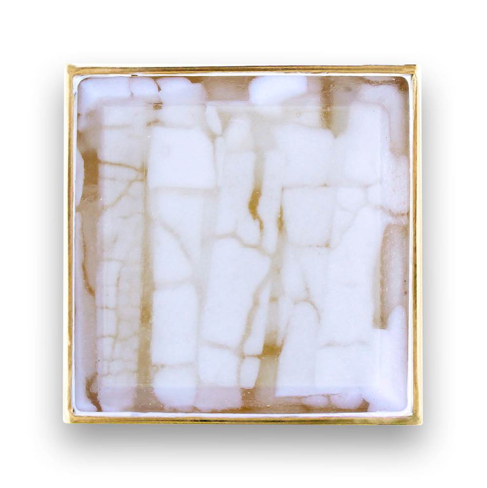 Linkasink 3'' Artisan Glass Prism Vanity Hardware, Small Square with White Tiger Prism