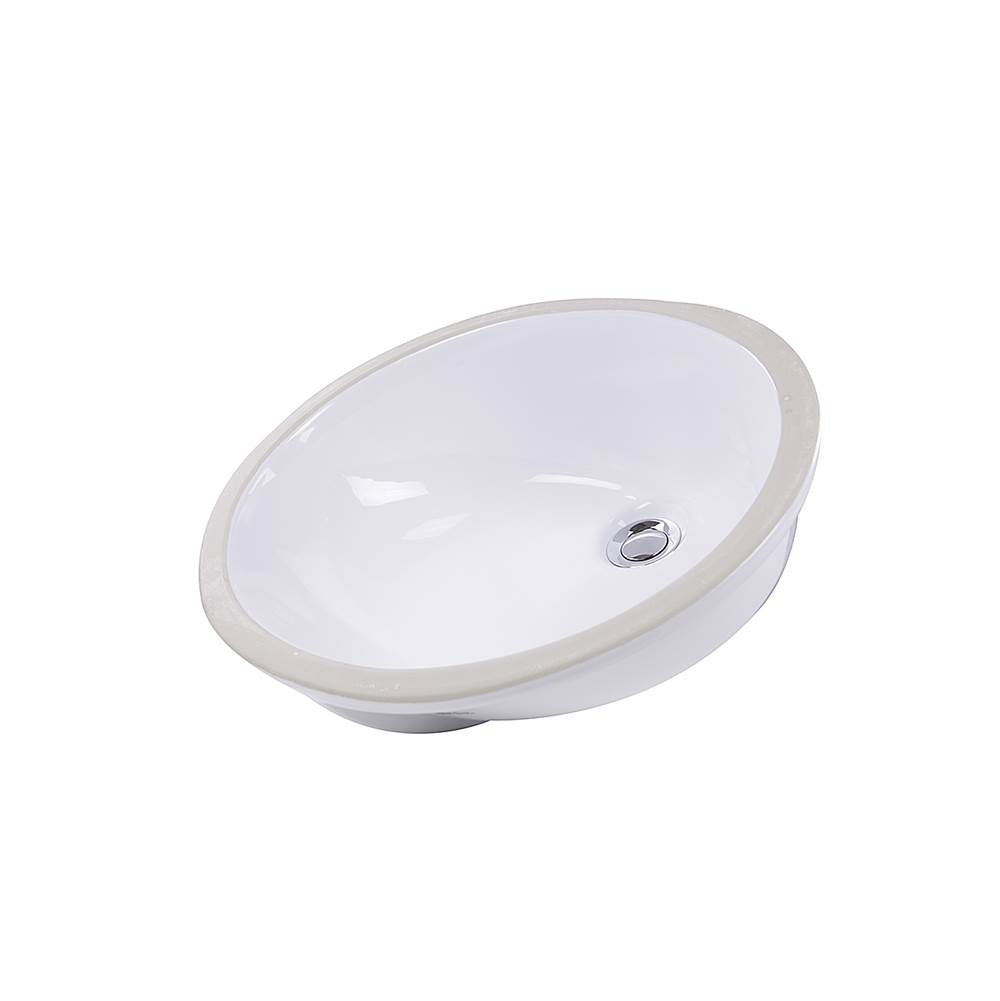 Nantucket Sinks 15 Inch x 12 Inch Glazed Bottom Undermount Oval Ceramic Sink In White