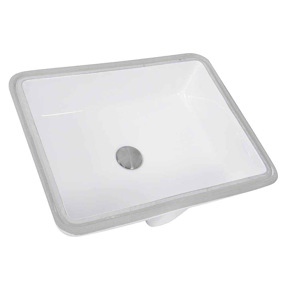 Nantucket Sinks 17 Inch x 13 Inch Glazed Bottom Undermount Rectangle Ceramic Sink In White