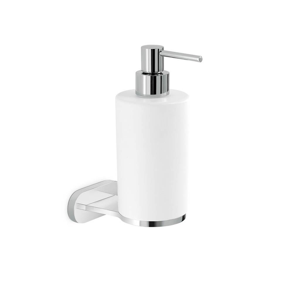 Newform Black Ceramic Wallmount Soap Dispenser, Brushed Nickel