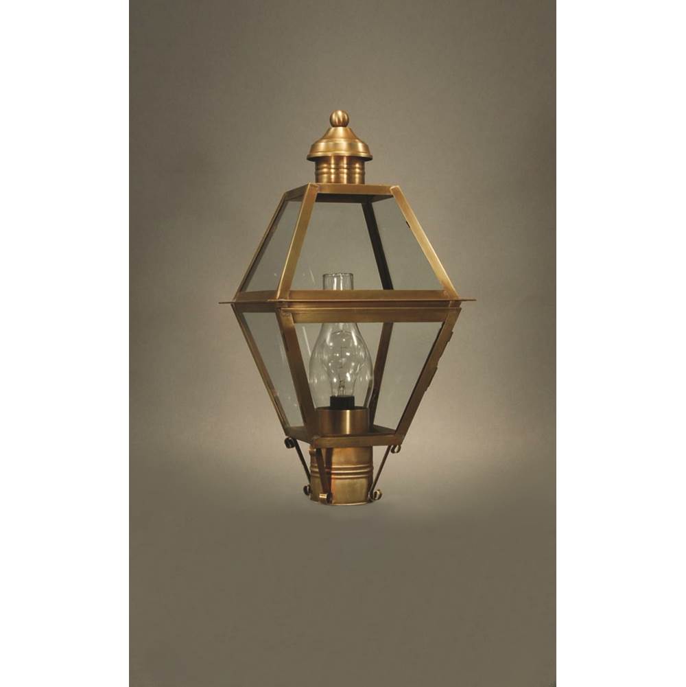 Northeast Lantern Post Antique Brass Medium Base Socket With Chimney Clear Glass