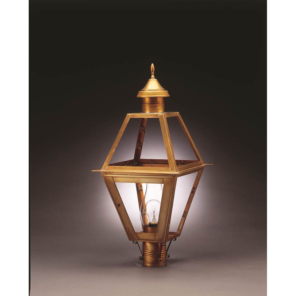 Northeast Lantern Post Dark Brass Medium Base Socket With Chimney Clear Glass