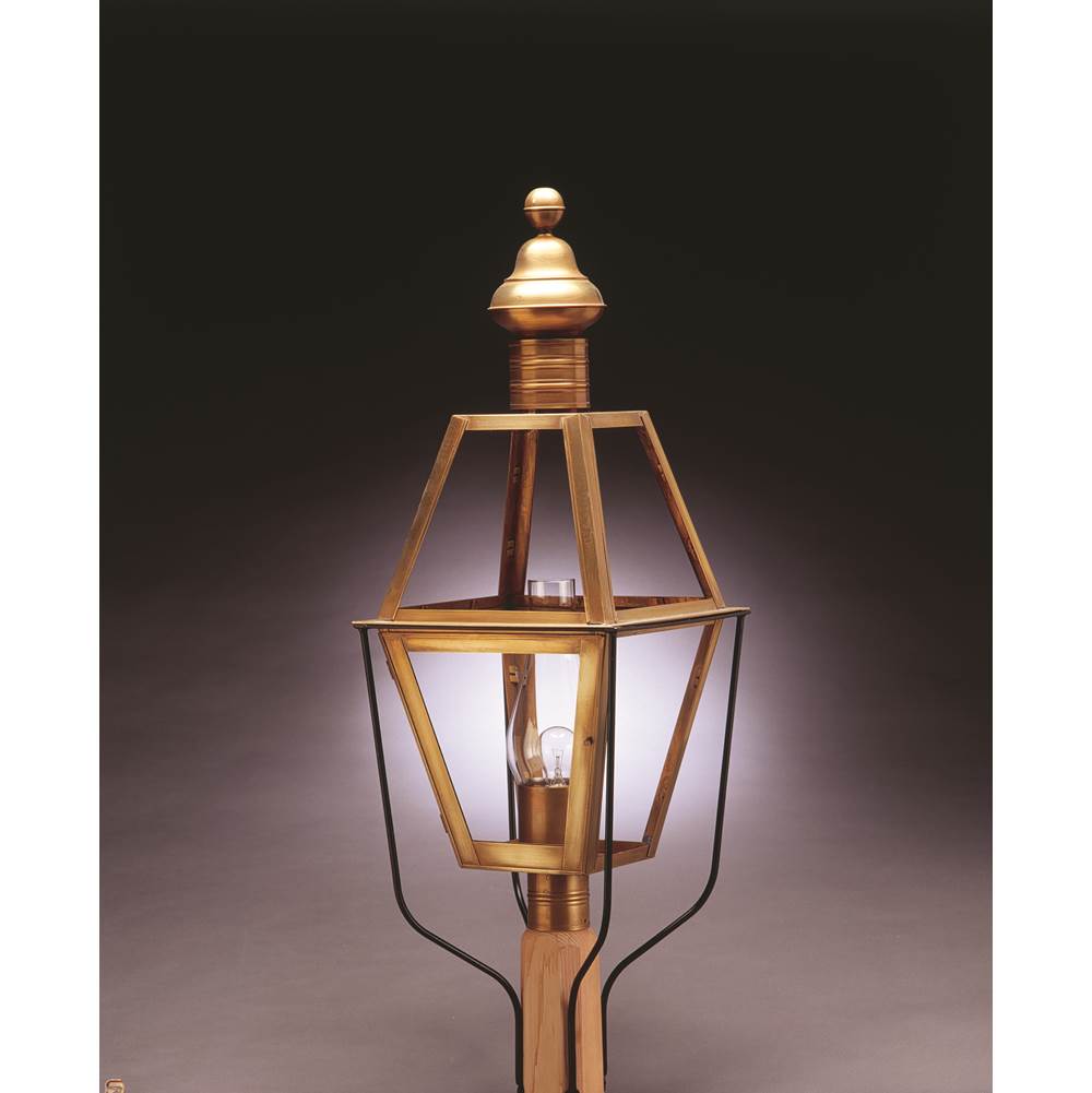 Northeast Lantern Post Antique Brass Medium Base Socket With Chimney Clear Glass