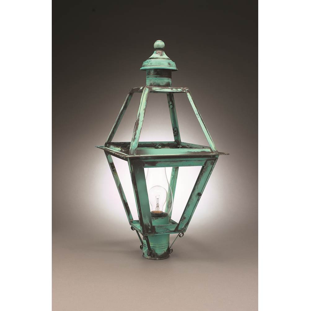 Northeast Lantern Post Dark Antique Brass Medium Base Socket With Chimney Clear Glass
