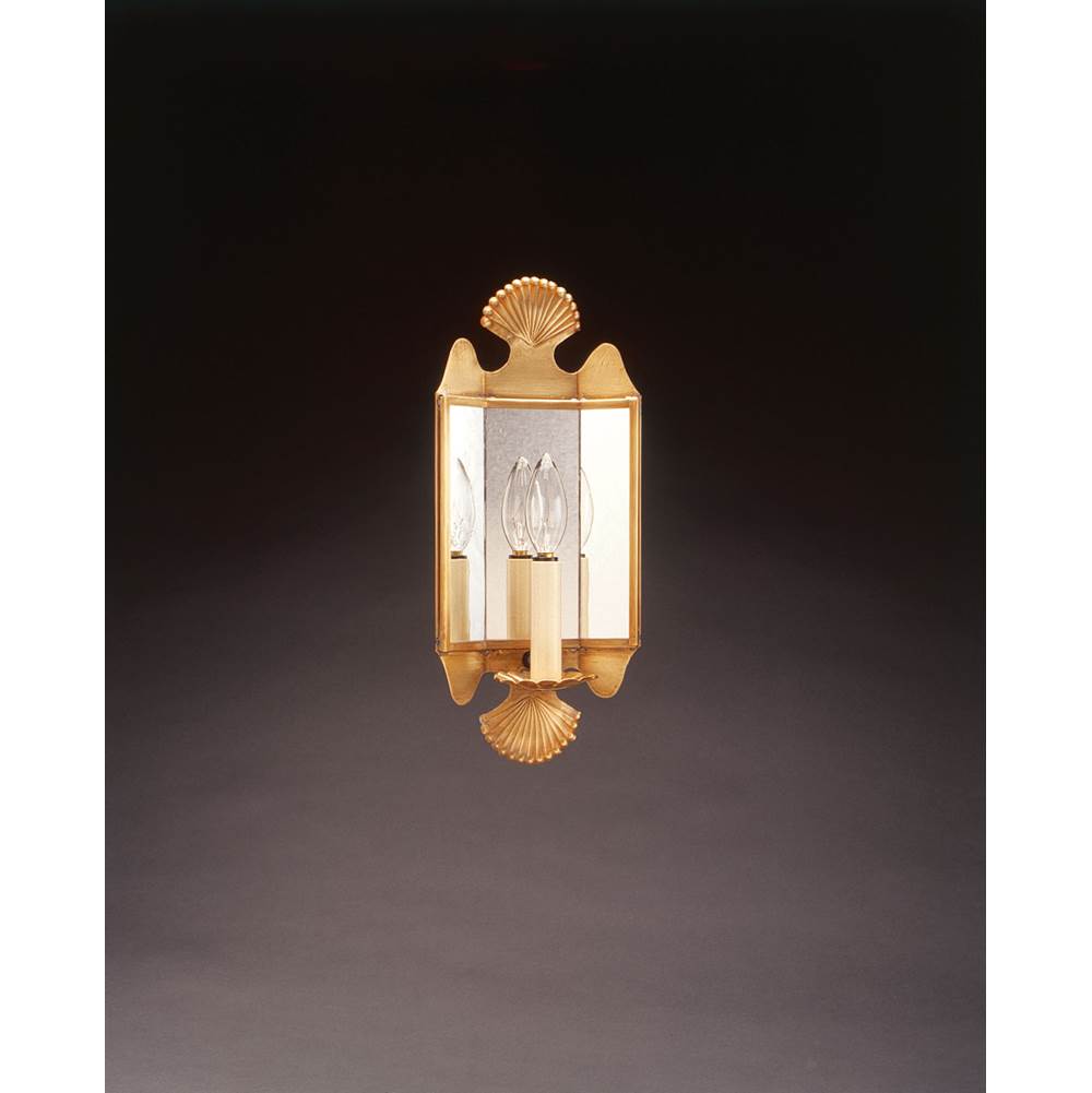 Northeast Lantern Mirrored Wall Sconce Crimp Top And Bottom Dark Brass 1 Cnadelabra Socket Plain Mirror
