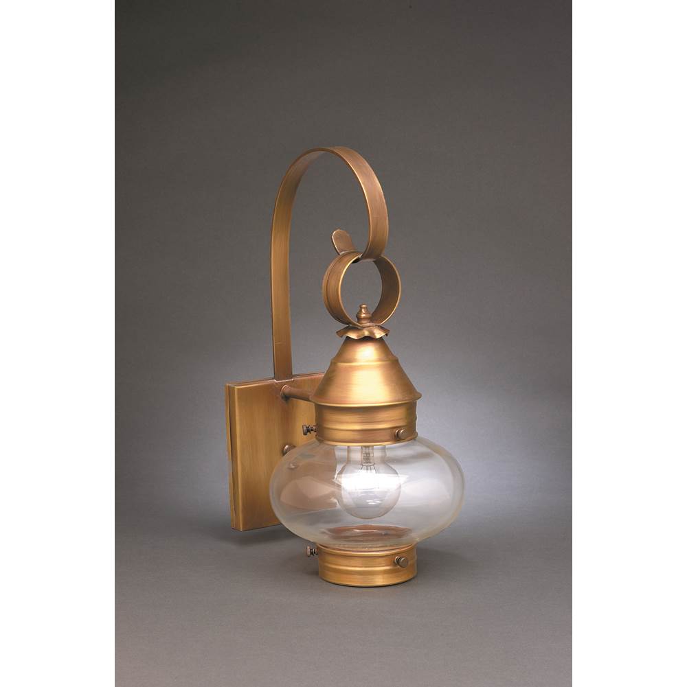 Northeast Lantern Onion Wall No Cage Antique Brass Medium Base Socket Clear Glass