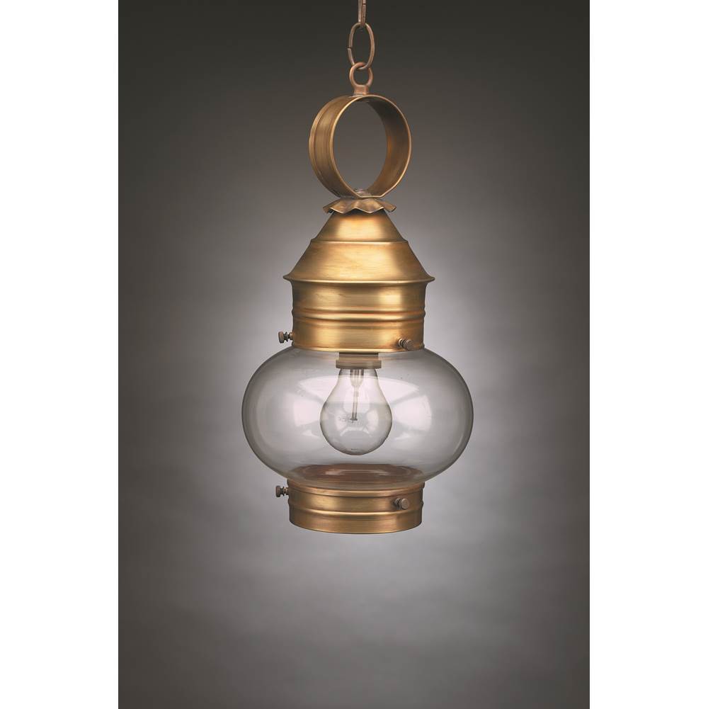 Northeast Lantern Onion Hanging No Cage Dark Antique Brass Medium Base Socket Clear Glass