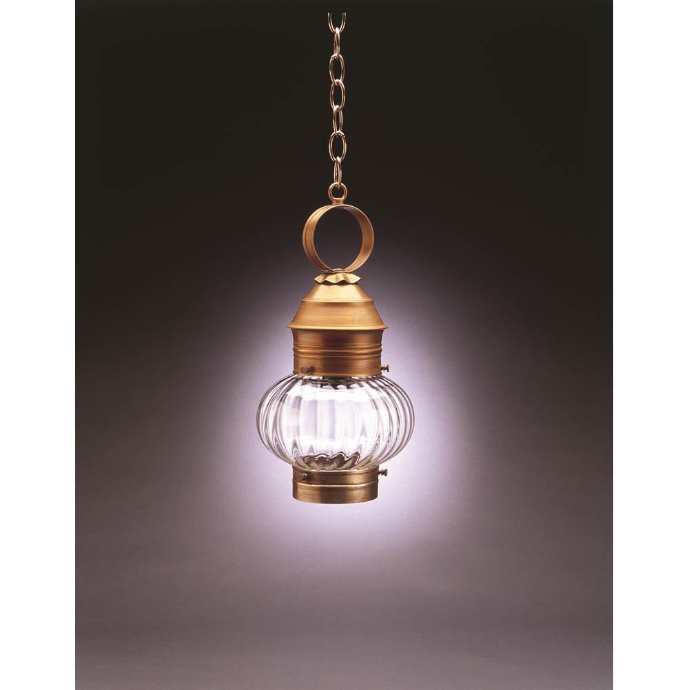 Northeast Lantern Onion Hanging No Cage Dark Antique Brass Medium Base Socket Optic Glass